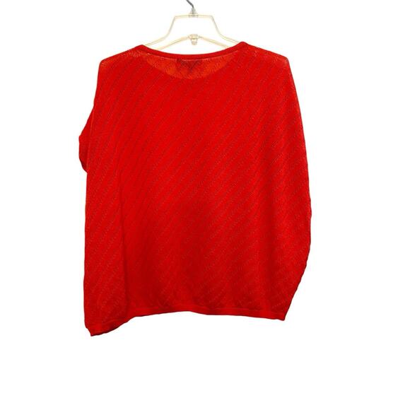 Lautreamont Short Sleeve Open Knit Sweater Women Size‎ 38 Japan Red Shimmer - Picture 2 of 5